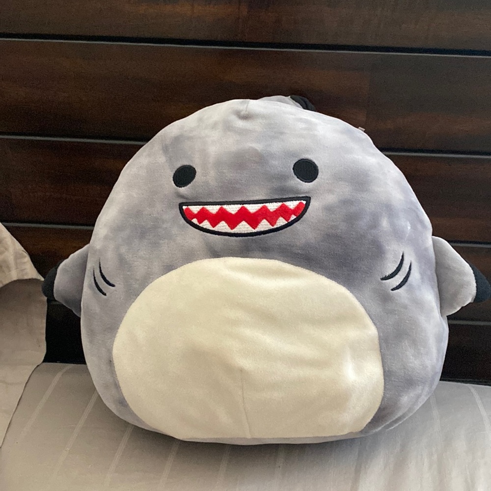 Gordon the shark squishmallow it’s about 18 inches and limited edition